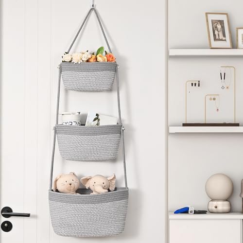 Hanging Basket, 3-Tier Woven Wall Basket - Image 3