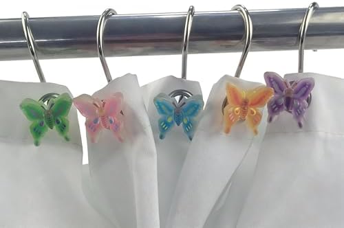 Two Fish Home Fashions Set of 12 Decorative Butterfly Shower Curtain Hooks - Image 4