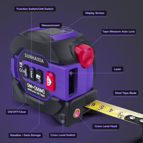 3 in 1 Digital Laser Tape Measure 197ft/60m Laser Distance Meter LCD - Image 2