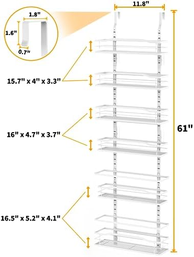 Moforoco White 6-Tier Over Door Pantry Organizer, Pantry Organization Storage - Image 2