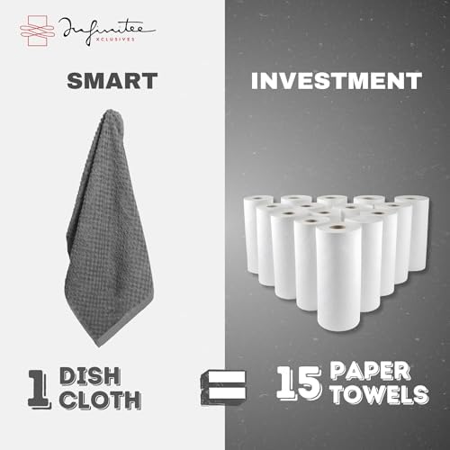 Infinitee Xclusives Premium Dish Cloth 100% Cotton 12 x 12 Inches |Pack of 4| - Image 6