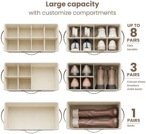 Varhomax Shoe Organizer Box for Closet, Small Fabric Storage Basket Beige - Image 4