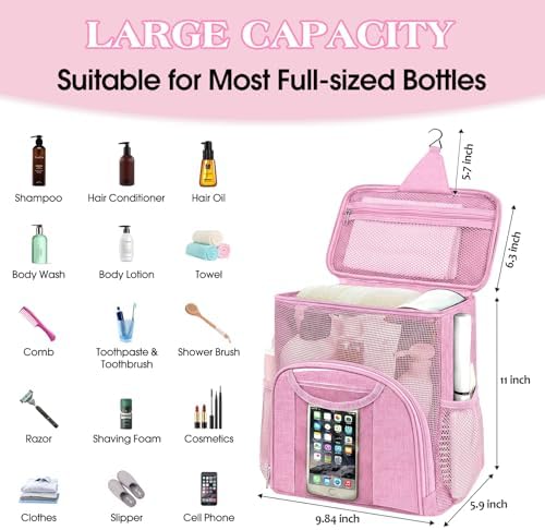 Attmu Mesh Shower Caddy Portable Dorm Room Essentials, Toiletry Tote Bag - Image 2