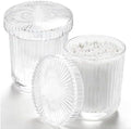 Glass Qtip Dispenser 2 Pack, Pads & Floss Picks, Vanity Makeup Essential by RINEENOM