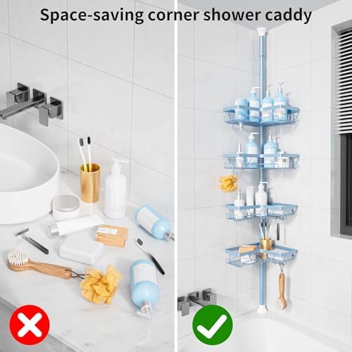 KEGII Shower Caddy Tension Pole, L-Shaped Corner Bathroom Organizer - Image 7