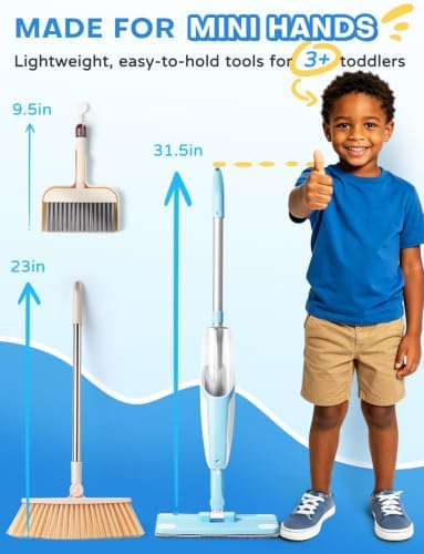 Kids Cleaning Toy Set, Mini Spray Mop Montessori Toys Spray Mop & Kids Broom - Image 3