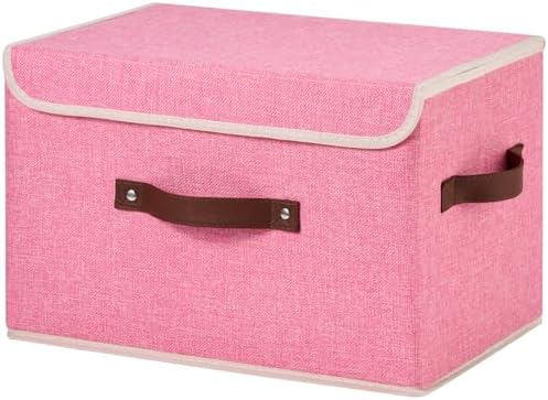 Storage Bins Box with Lids Decorative Cotton Linen Fabric Baskets by Unknown