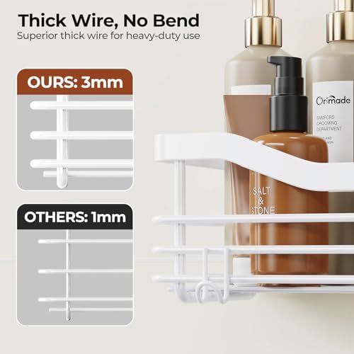 Orimade Shower Caddy Basket Shelf Storage Rack, No Drilling Wall Mounted - Image 4