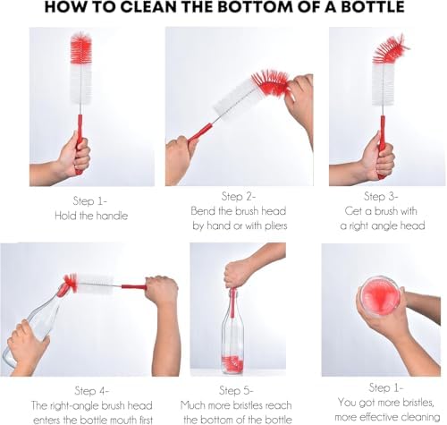ALINK 8-Pack Red Bottle Brush Cleaner Set - Image 3