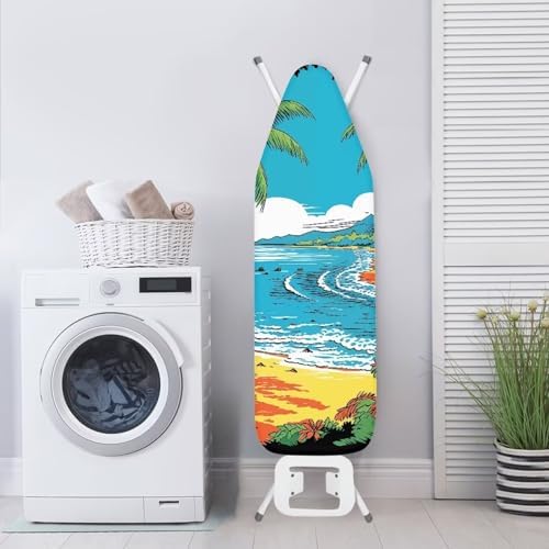 GLENLCWE Hawaiian Palm Blue Sky Ocean Ironing Board Cover and Pad, 15x54 Inch - Image 3
