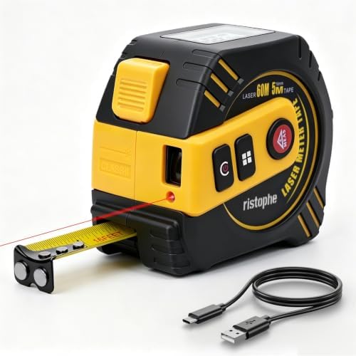 2-in-1 Laser Tape Measure, 197Ft Rechargeable Laser Measuring Tool & 16Ft by Unknown