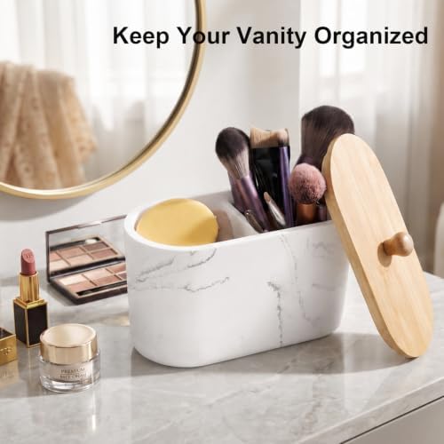 Cotton Swab Holder, 2 Compartments Round Cotton Pads Balls Qtips Holder - Image 2