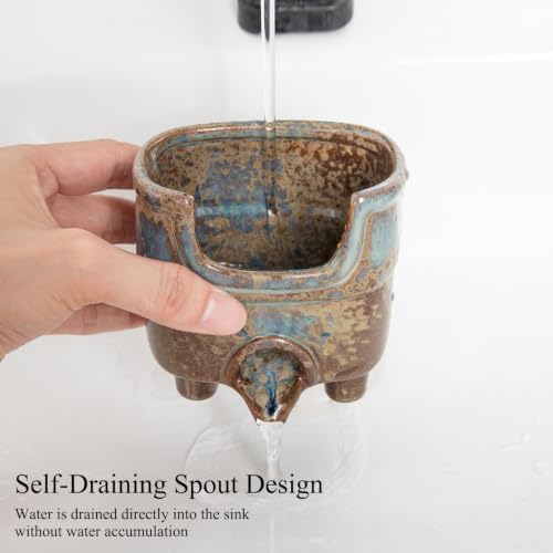 Ceramic Sponge Holder with Drain, Kitchen Sink Accessory - Image 2