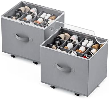 HOUSE AGAIN Shoe Organizer for Closet, 2 Pack Shoe Storage Organizer by HOUSEAGAIN