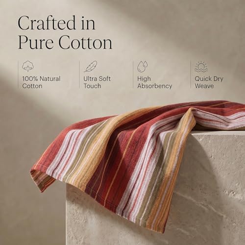 Urban Villa Kitchen Towel Cotton Dish Towel 20”x30” Harvest Stripe - Image 4