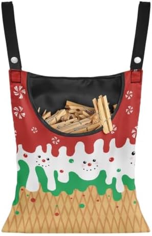 Christmas Ice Cream Clothespin Tote Bag, Durable Wide Opening Storage Peg Holder by CREAMIC