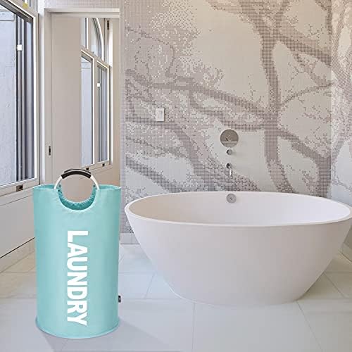 DOKEHOM 125L X-Large Laundry Basket Bag, Collapsible Hamper, Light Blue - Image 7