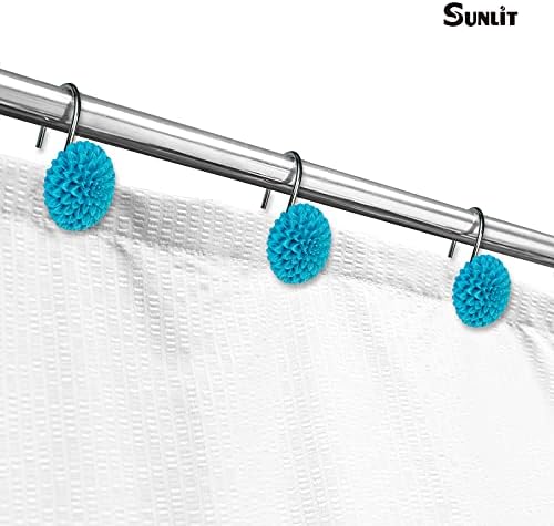 Sunlit Decorative Floral Shower Curtain Hooks, Turquoise Dahlia Pinnata Flower - Image 4
