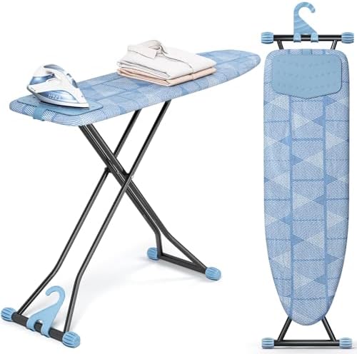 KINGBOARD Ironing Board with Silicon Iron Mat, Heavy Duty Leg 13x43 Blue by KINGBOARD