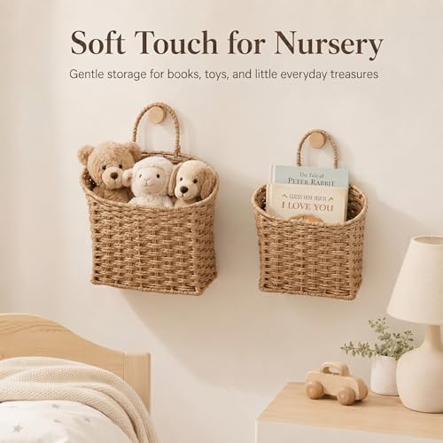 Coeusy Set of 2 Hanging Basket, Paper Rope Wall Basket - Image 2