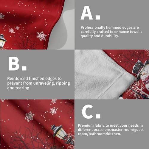 Christmas Snowman Red Dish Towels Winter Snow Bathroom Hand Towels 28.3x14 Inch - Image 5