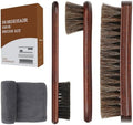 4-Piece 100% Horse Hair Shoe Brush Kit Premium Dauber Applicators Leather Care by Euvia
