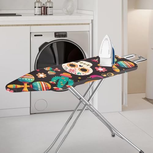 Mexican Skull Cactus Ironing Board Cover-15x 54 Elastic Edges Non-Slip Day of - Image 2