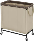 StorageWorks 2 Section Laundry Hamper, 120L Tan Sorter Cart by StorageWorks