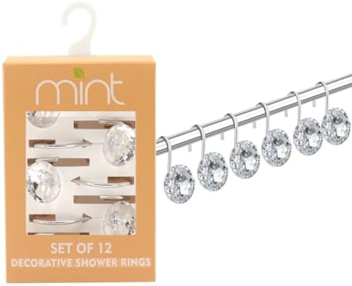 J&V TEXTILES Shower Curtain Hooks Rings, Rust Resistant Metal Double Glide by JVTextiles