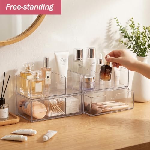 2 Tier Clear Bathroom Counter Organizer, Stackable Storage Drawers - Image 5