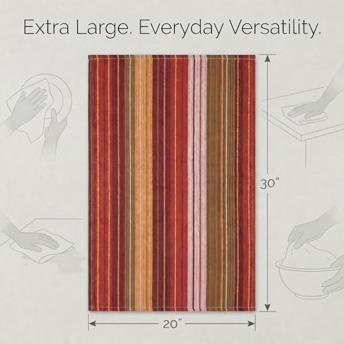 Urban Villa Kitchen Towel Cotton Dish Towel 20”x30” Harvest Stripe - Image 3