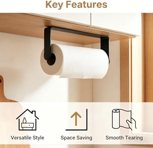 Matte Black Aluminum Paper Towel Holder Under Cabinet Adhesive - Image 7