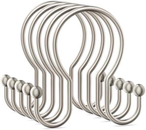 OEH Shower Curtain Hooks, Metal Shower Curtain Hangers, Double Hook Shower by OEH
