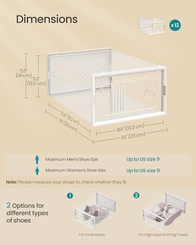 SONGMICS Stackable Shoe Boxes, Ventilated Clear - Image 5