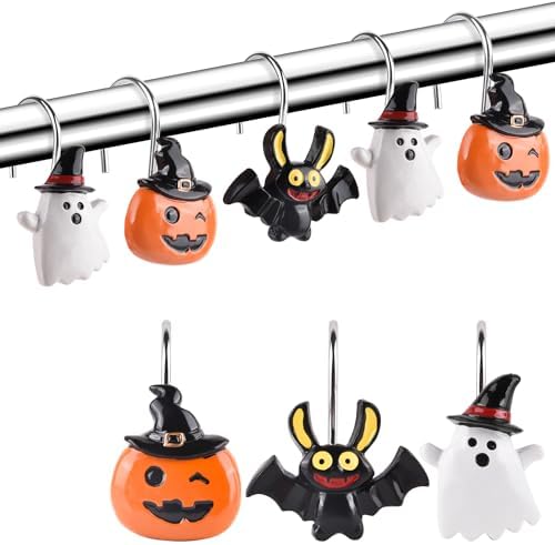 Halloween Decoration Shower Curtain Hooks 12Pcs Halloween Shower Rings - Image 2
