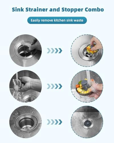 Universal 3 in 1 Kitchen Sink Stopper Strainer - Image 2