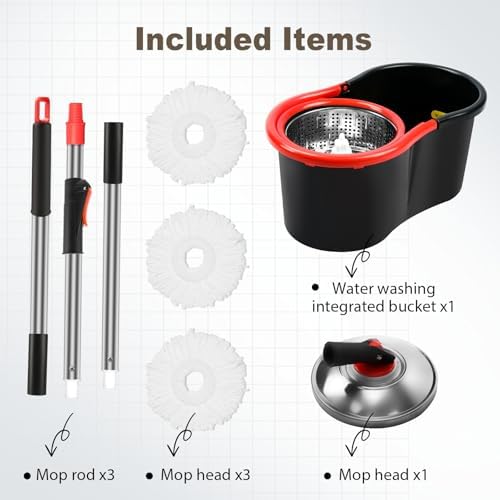 Spin Mop and Bucket with Wringer Set, 360° Spinning Mop and Bucket System with - Image 5
