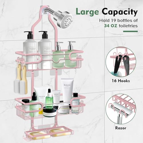 Shower Caddy Hanging, Over Head Shower Caddy Shower Storage Rack Basket - Image 3