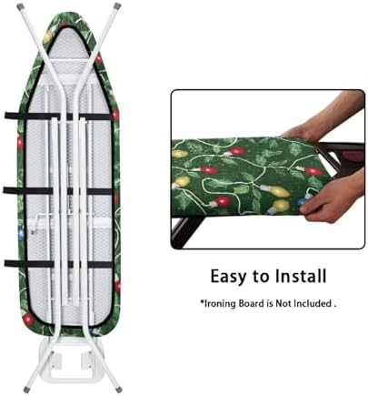 Iron Board Cover with Elastic Edge Christmas String Lights Print Resist - Image 4