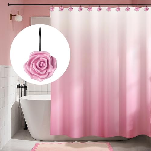 Sunlit Rose Shower Curtain Hooks, Home Decorative Flower Shower Curtain Rings - Image 6