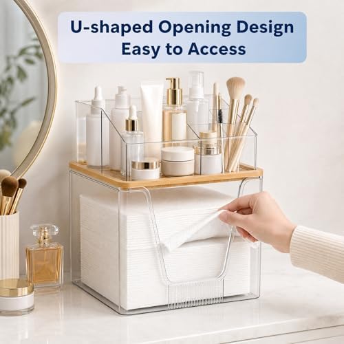 Disposable Facial Towel Holder, 2 Tier Cosmetic Storage Organizer Box - Image 3