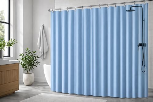EHZNZIE Light Blue Shower Curtain Liner 72x72, PEVA Waterproof Bath Curtain - Image 6