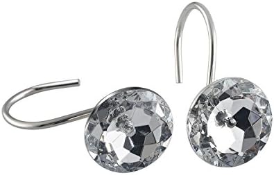 HBlife 12 Pcs Acrylic Decorative Rolling Diamond Shower Curtain Hooks Rust - Image 2