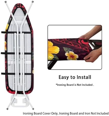 Red Tribe Stripe Ironing Board Cover Non-Slip 15x54 Inch Hawaii Hibiscus - Image 5