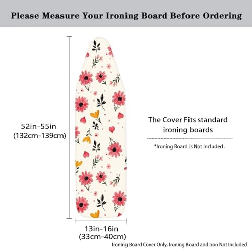 Red Floral Ironing Board Cover Soft Fabric Cover - Image 5