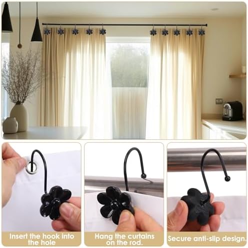 3D Floral Shower Curtain Hooks, Living Room Fun Home Decor - Image 4