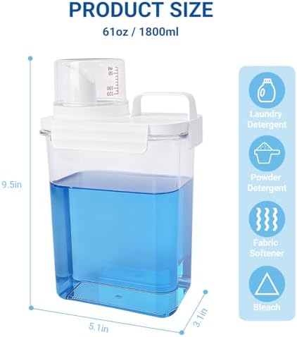 Laundry Detergent Dispenser - 61oz Refluxable Plastic Liquid Laundry Detergent - Image 2