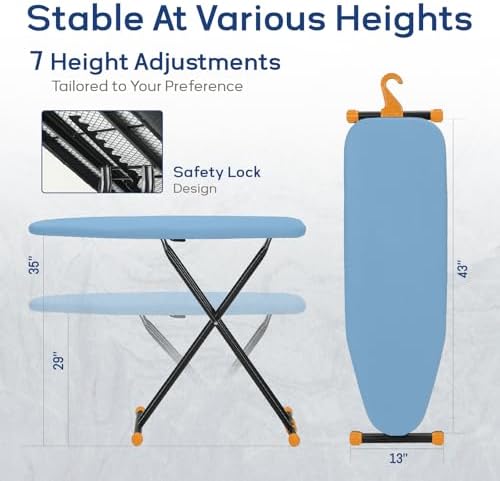 RAINHOL Compact Full Size Ironing Board 43x13 Blue - Image 2