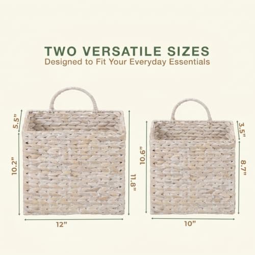 84ECO Set of 2 White Wicker Hanging Baskets - Image 7