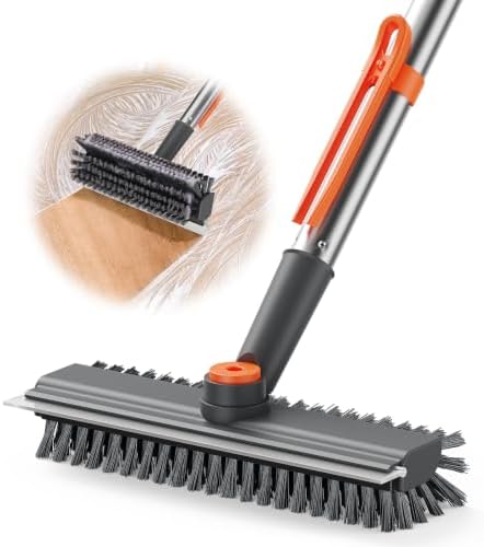AIR U+ Floor Scrub Brush with Long Handle, 4 in 1 Floor Scrubber & Squeegee by AIRU